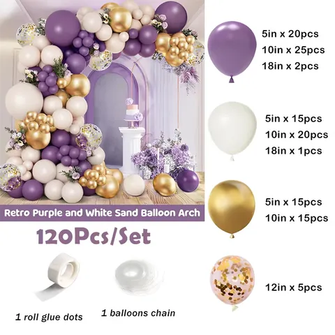Lila Gold Ballongirlanden-Set Metallic Latex Ballons Hochzeit Geburtstag Party Dekoration Elegante DIY Feier Dekor