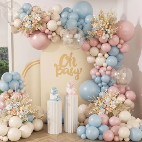 Macaron Pink Blue Balloon Arch Garland Oh Baby Theme Gender Reveal Party Birthday Balloons Baby Shower Decorations