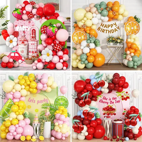 Kit Ghirlanda Di Palloncini A Tema Frutta Fragola Arancia Limone Ciliegia Lattice Alluminio Per Decorazione Di Compleanno