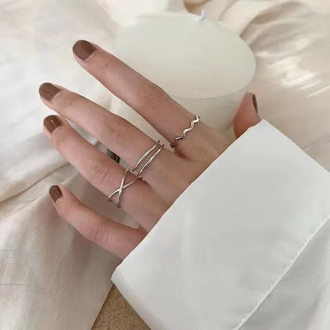 Vintage Alloy Ring Set For Women Men Hip Hop Geometric Chain Heart Moon Sun Butterfly Open Adjustable Jewelry Gift