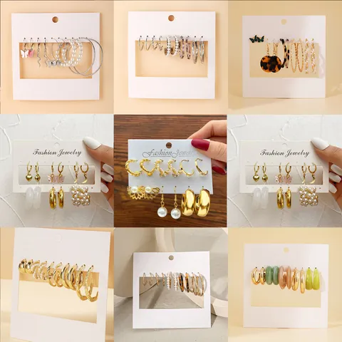 Vintage Earring Collection For Women Gold Silver Alloy Butterfly Heart Faux Pearl Hoop Stud Earrings Bohemian Fashion Jewelry Accessories