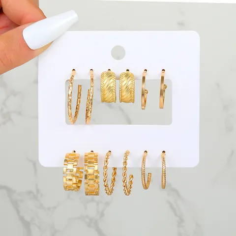 Gold Silber Creolen Für Damen Minimalistisch Legierung Geometrisch Kettenglied Ohrringe Mit Edelstahl Ohrstecker-Stift Schmuck Geschenk