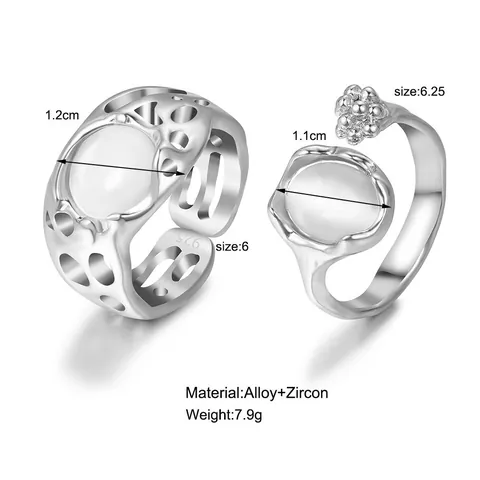 Vintage Verstellbare Offene Ringe Für Damen Gothic Flüssigmetall Ästhetik Herz Engelsflügel Strass Eingelegt Legierung Fingerring