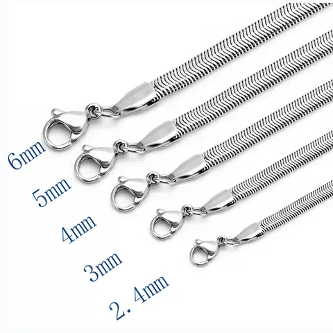 Collier Minimaliste en Acier Inoxydable Chaîne Serpent Plate Plaqué Or Argent Chaîne Herringbone pour Homme Femme Bijoux Unisexe