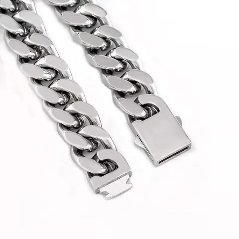 Hip Hop Stainless Steel Cuban Link Necklace For Men Women Polished Gold Silver Black Color Curb Chain Necklace Bracelet Jewelry