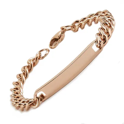 Stainless Steel Curb Chain Bracelet With Blank ID Bar Plate Polished Finish Minimalist Fashion Jewelry For Men Women