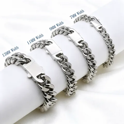 Minimalist Stainless Steel Cuban Link Bracelet For Men Women Hip Hop Polished Gold Silver Chain Bracelet Fashion Jewelry Gift