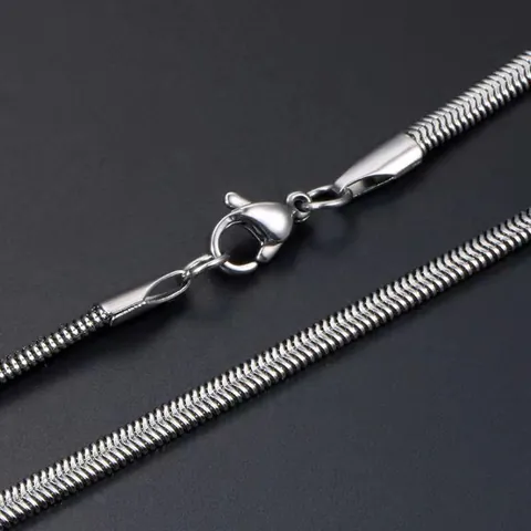 Minimalist 316L Stainless Steel Snake Chain Necklace For Men Women Polished Silver Flat Herringbone Link Chain Fashion Jewelry