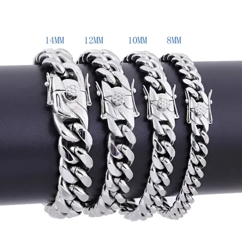 Roestvrij Stalen Cubaanse Schakel Armband Voor Mannen Vrouwen Hip Hop Goud Zilver Verguld Miami Box Sluiting Metalen Ketting Sieraden Cadeau