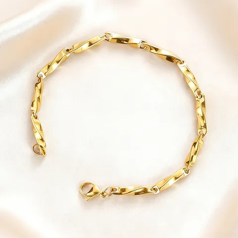 Luxury 316 Stainless Steel Mobius Twisted Chain Bracelet For Women 18K Gold Plated Geometric Minimalist Link Bracelet Jewelry