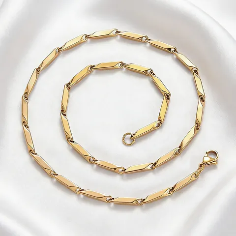 Minimalist Stainless Steel Square Bar Mobius Chain Necklace For Men Women Hip Hop Jewelry Punk Neck Link Gift