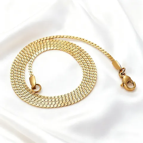 Damen Minimalistisch Edelstahl Flache Schlangenkette Halskette Gold Silber S-Form Schlüsselbein Choker Schmuck Geschenk