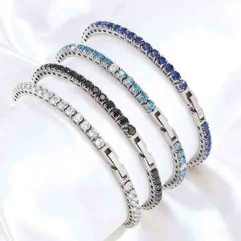 Classic Round Zirconia Stainless Steel Tennis Bracelet For Women Men Iced Out CZ Chain Link Bracelet Gold Silver Plated Jewelry Gift