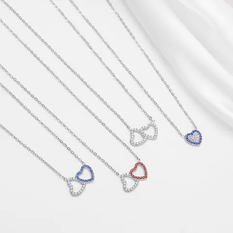 Elegant Stainless Steel Zirconia Heart Pendant Necklace For Women Angel Wing Gold Silver Plated Minimalist Fashion Jewelry