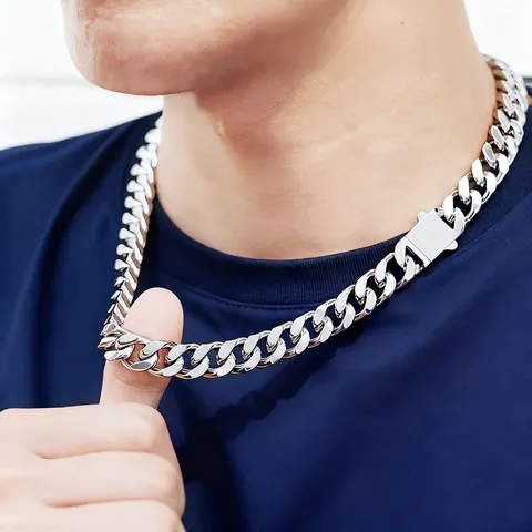 Hip Hop Stainless Steel Cuban Link Necklace For Men Women Polished Gold Silver Black Color Curb Chain Necklace Bracelet Jewelry