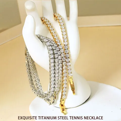 Exquisite Stainless Steel Tennis Bracelet For Women Men Inlaid Zirconia Gold Silver Plated High Quality Classic Jewelry Gift
