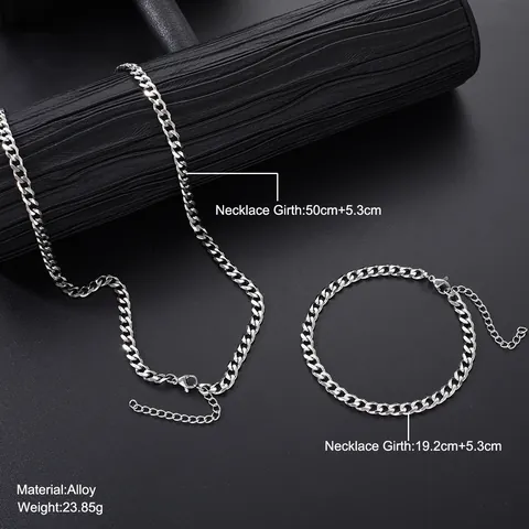 Punk Hip Hop Legierung Panzerkette Schmuckset Für Damen Herren Gold Silber Anthrazit Halskette Armband Mode Accessoires