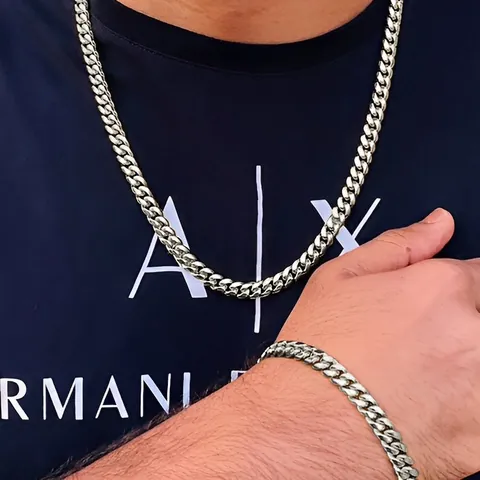 Punk Hip Hop Legierung Panzerkette Schmuckset Für Damen Herren Gold Silber Anthrazit Halskette Armband Mode Accessoires