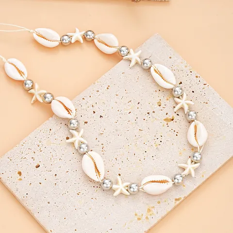 Cadena de Cintura Bohemia de Concha de Caurí Natural y Estrella de Mar Collar Largo para Mujer Joyería de Cuerpo Sexy para Playa