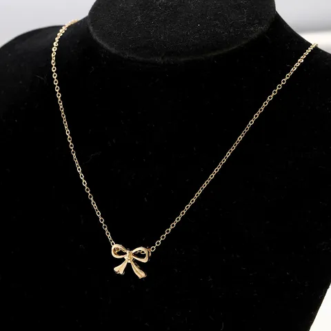 Fashion Alloy Bow Knot Heart Pendant Necklace For Women Sweet Minimalist Star Moon Layered Gold Silver Electroplated Jewelry Gift
