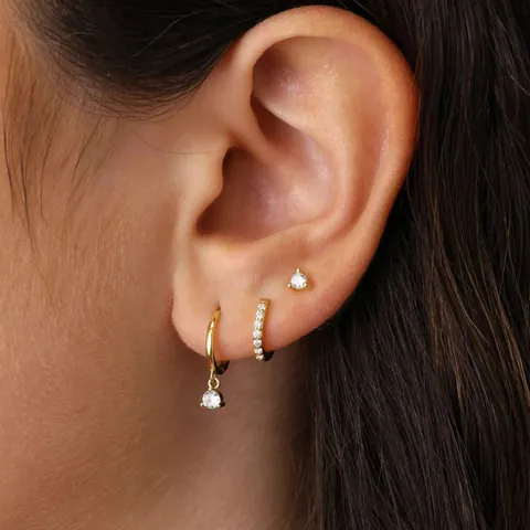 Minimalistische Kupfer Gold Silber Plattierte Creolen Für Damen Mädchen Geometrische Zirkonia Herz C-Form Ohrringe Schmuck Geschenk