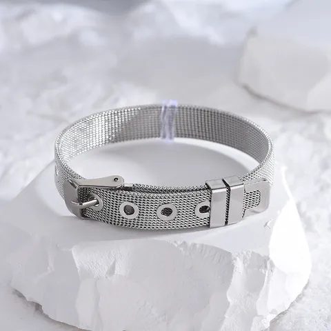 Bracciale Minimalista in Acciaio al Titanio con Maglia Milanese per Donna Design a Cinturino d'Orologio Regolabile con Fibbia Gioielli