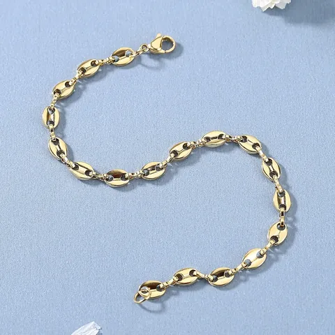 Unisex Titanstahl Kaffeebohne Schweinenase Gliederkette Armband Vergoldet Minimalistisches Geometrisches Mode Schmuck Zubehör Für Damen Herren