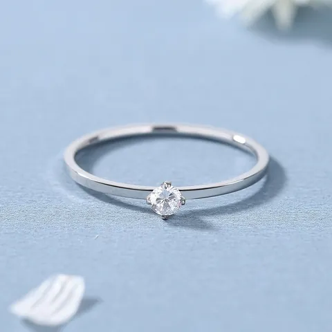 Anello Solitario Minimalista In Acciaio Inossidabile Con Zirconia Cubica Rotonda Placcato Oro Argento Anello Sottile Per Donna