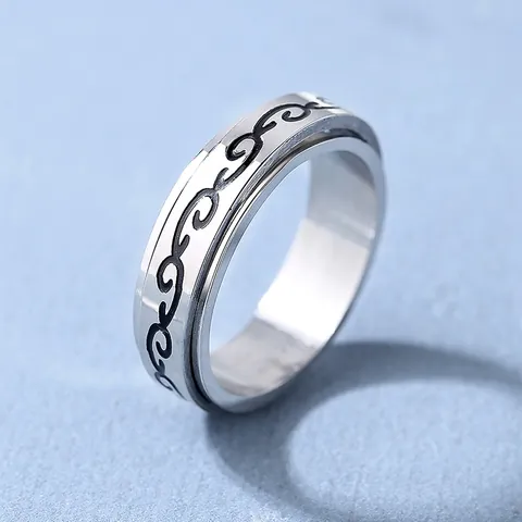 Anello Spinner in Acciaio Inossidabile per Uomo Donna Numeri Romani Motivo a Vite Svuotato Sollievo dallo Stress Gioielli