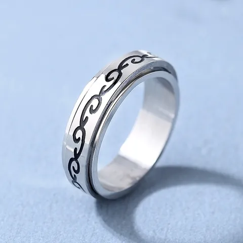 Anello Spinner in Acciaio Inossidabile per Uomo Donna Numeri Romani Motivo a Vite Svuotato Sollievo dallo Stress Gioielli