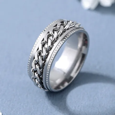 Anello Spinner in Acciaio Inossidabile Catena Rotante Bordo a Ingranaggio Punk Band per Uomo Donna Gioielli Moda Regalo