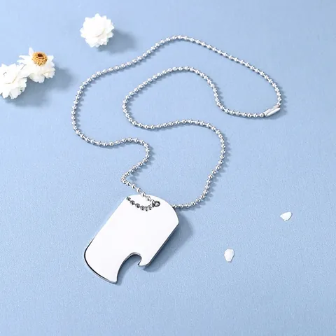 Collana con Pendente Targhetta Militare Minimalista in Acciaio Inossidabile Lucidato Apribottiglie Catena a Sfere Gioielli per Uomo Donna