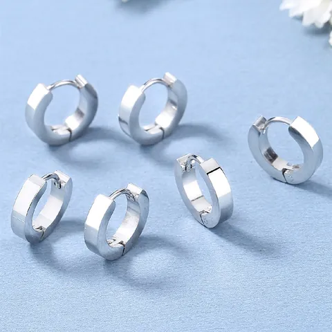Orecchini a Cerchio Minimalisti in Acciaio Inossidabile per Uomo Donna Fibbia Huggie Geometrica Lucida Gioielli di Moda Quotidiana