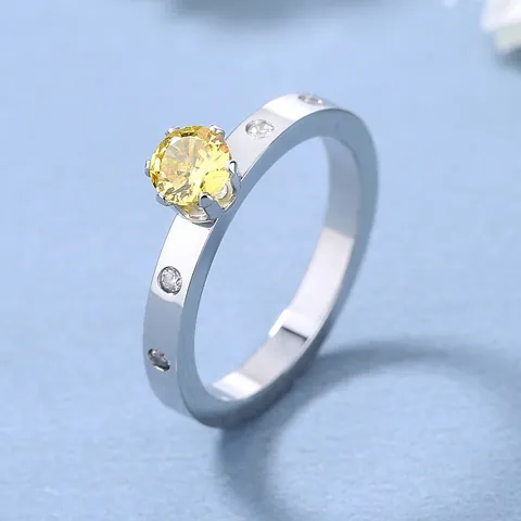 Mode Edelstahl Zirkonia Ring Für Damen Rund Bunt Edelstein Fingerring Party Schmuck Eleganz Accessoire