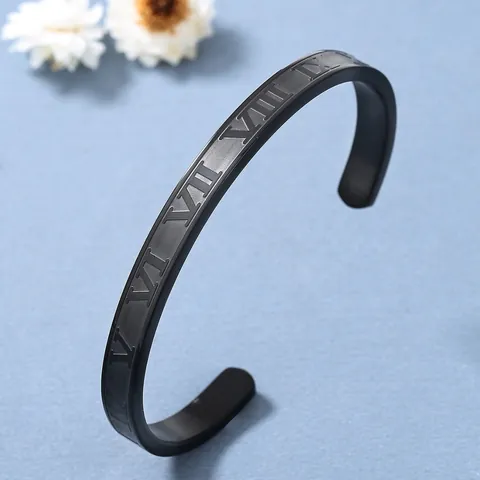 Bracciale Rigido Aperto in Acciaio Inossidabile Con Numeri Romani Minimalisti Per Donna Uomo Gioielli Regolabili Da Pendolare