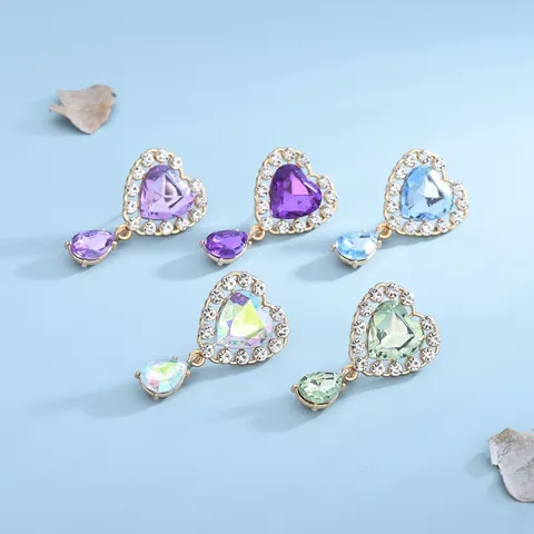 Orecchini Pendenti a Cuore in Acciaio al Titanio per Donna Eleganti Ciondolo a Goccia in Cristallo Strass Gioielli alla Moda