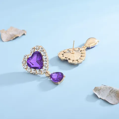 Orecchini Pendenti a Cuore in Acciaio al Titanio per Donna Eleganti Ciondolo a Goccia in Cristallo Strass Gioielli alla Moda