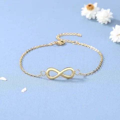 Bracciale in Acciaio al Titanio Minimalista per Donna Placcato Oro Argento Infinito Numeri Romani Cerchi Intrecciati Zirconia Gioielli Regalo