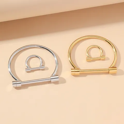 Gioielli Minimalisti in Acciaio Inossidabile Con Grillo a Ferro di Cavallo Per Donna Lucidato Oro Argento Bracciale Anello