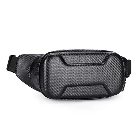 Men Hard Shell Chest Bag Waterproof Oxford Cloth Carbon Fiber Texture Crossbody Bag For Travel Cycling Motorcycle Sport Bag