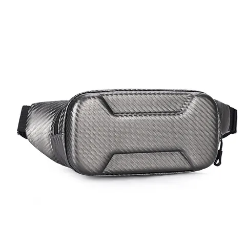 Men Hard Shell Chest Bag Waterproof Oxford Cloth Carbon Fiber Texture Crossbody Bag For Travel Cycling Motorcycle Sport Bag