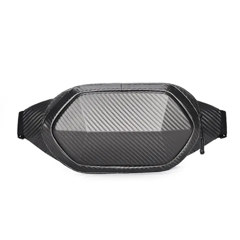 Men Carbon Fiber Texture Hard Shell Chest Bag Waterproof Urban Techwear Crossbody Bag Tactical Waist Pack For Outdoor Casual Travel