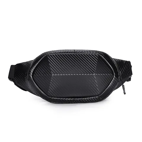 Men Carbon Fiber Texture Hard Shell Chest Bag Waterproof Urban Techwear Crossbody Bag Tactical Waist Pack For Outdoor Casual Travel