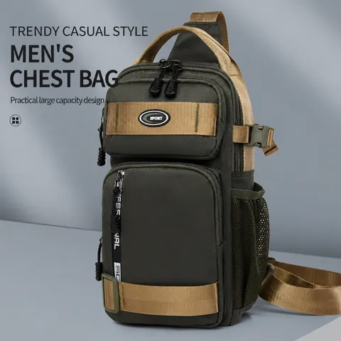 Men's Outdoor Sling Bag Large Capacity Oxford Cloth Waterproof Chest Bag Tactical Crossbody Shoulder Bag Sport Pack