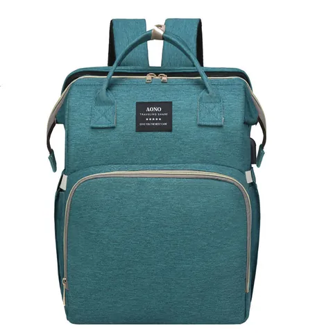 Large Capacity Folding Diaper Backpack With USB Charging Port Portable Baby Bed Waterproof Oxford Cloth Travel Bag For Women