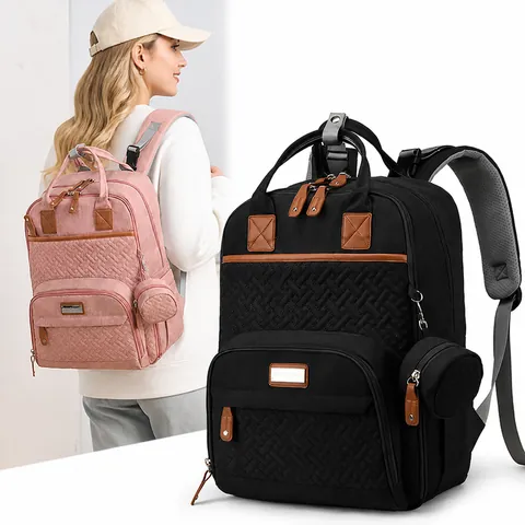 Multifunctional Diaper Bag Backpack Large Capacity Waterproof Quilted Travel Nursing Bag With Stroller Straps Insulated Pockets Mom Gifts