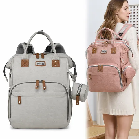 Multi-functional Large Capacity Diaper Bag Backpack For Women Waterproof Travel Nappy Bag With USB Charging Port Stroller Hooks Small Pouch