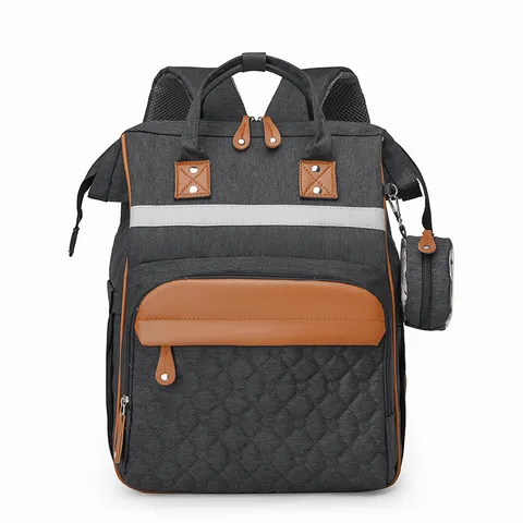 Waterproof Nylon Diaper Backpack And Pouch With Heart Quilting Reflective Strip Multipurpose Maternity Travel Bag For Mom Women