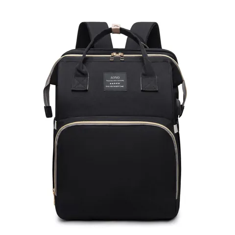 Wasserdichte Oxford Stoff Wickeltasche Rucksack Mit Faltbarem Babybett Große Kapazität Reise Mama Tasche Kinderwagen Gurte USB