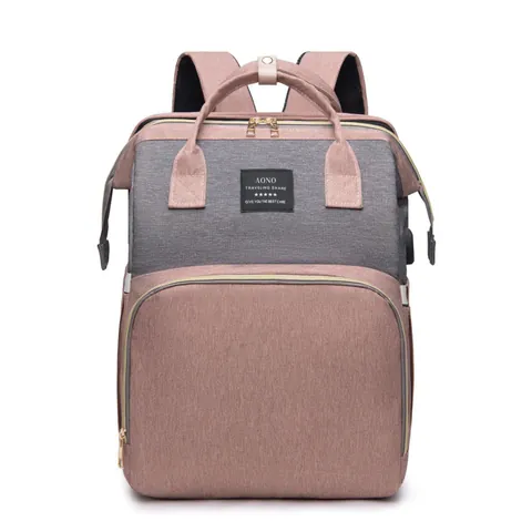 Wasserdichte Oxford Stoff Wickeltasche Rucksack Mit Faltbarem Babybett Große Kapazität Reise Mama Tasche Kinderwagen Gurte USB